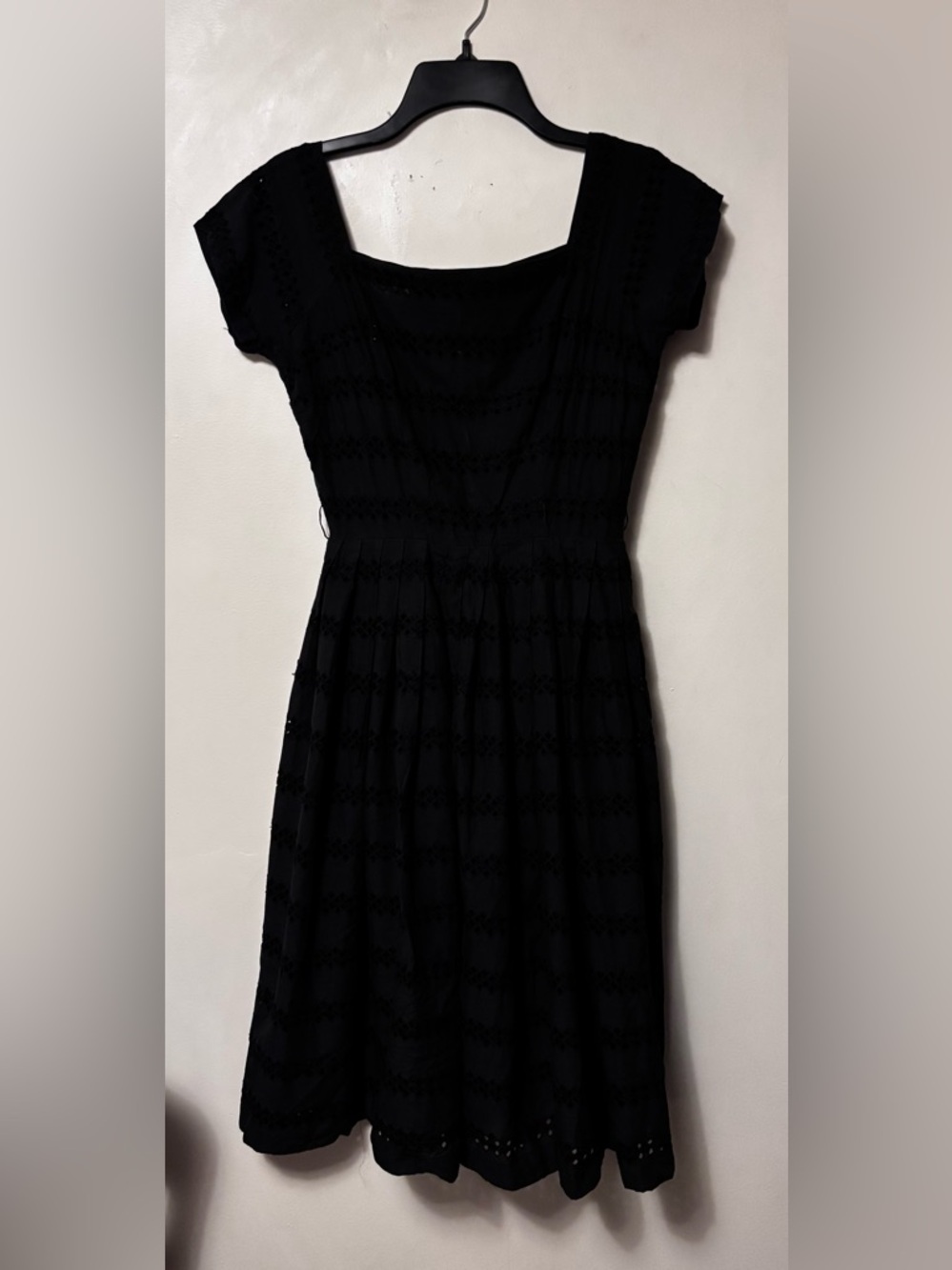 A JERRY GILDEN SPECTATOR Black Eyelet Pleated Dress Vintage
